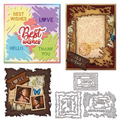 GLOBLELAND Tickets Tapes Frame Cutting Dies for Card Making Scrapbooking Journal Embossing Paper Craft Decor