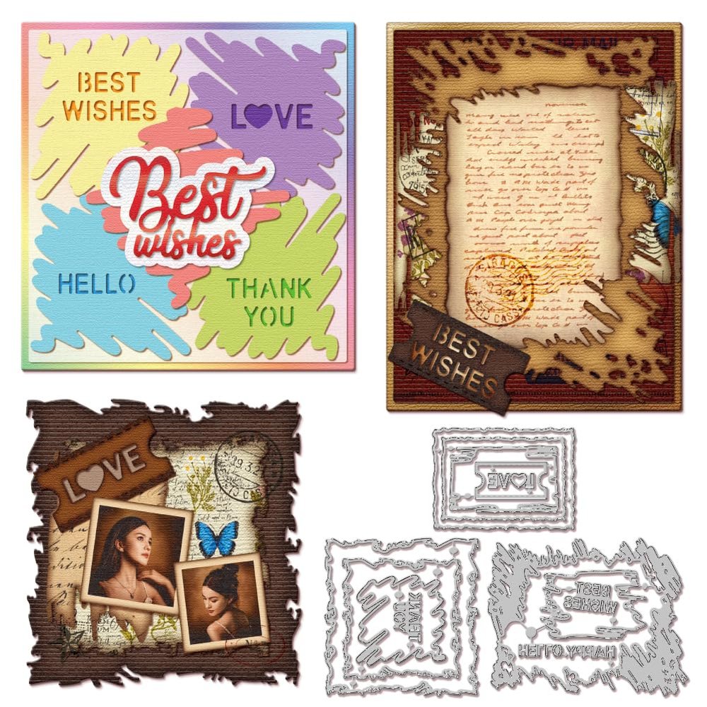 GLOBLELAND Tickets Tapes Frame Cutting Dies for Card Making Scrapbooking Journal Embossing Paper Craft Decor