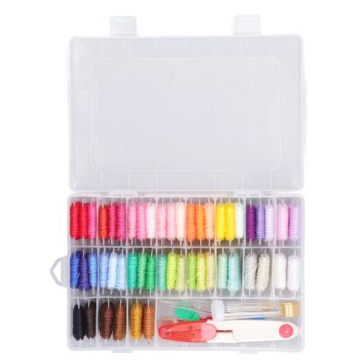 Embroidery Thread 50 Colors Cross Stitch Thread Sewing Embroidery Floss Set with Organizer Storage Box for Embroidery Friendship Bracelet String Making