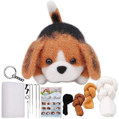 CurcKua Needle Felting Kit Beginner Adult Felt Animal Kit Animals Needle Felting Kits for Beginners Cute Dog DIY Felting Wool and Needles Set with Instruction for Needle Felting Craft Project