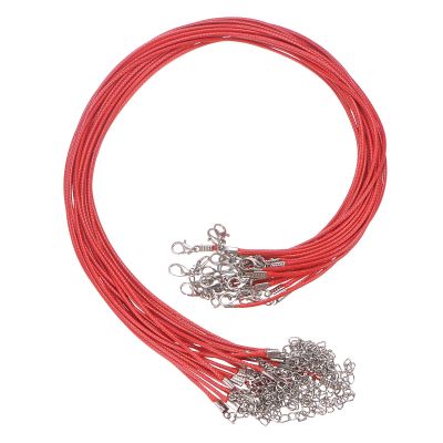 HARFINGTON 20Pcs Waxed Necklace Cord Bulk Red 1.5mm Dia 18" Necklace String Rope with Chain Clasp for Pendants Bracelets Jewelry Making Supplies Accessories