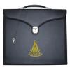 UK EMPIRE GROUP Masonic Apron Case Leather Past Master (Machine Embroidered): MM, Provincial Size | Freemason Carrying Bags (Gold) view 1