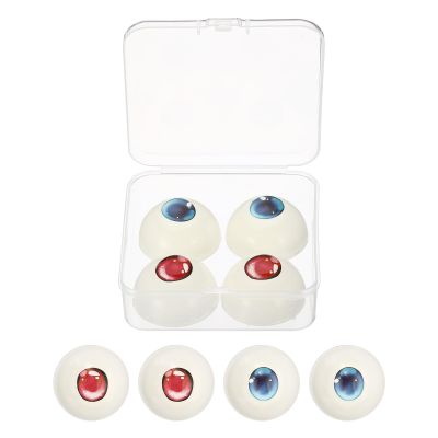 PATIKIL 32 mm Realistic Eyes Big Eyeballs, 2 Pair Acrylic Scary Half Round Fake Eyes Props for Halloween Party Horror Mask DIY Craft Decoration, Pink Blue