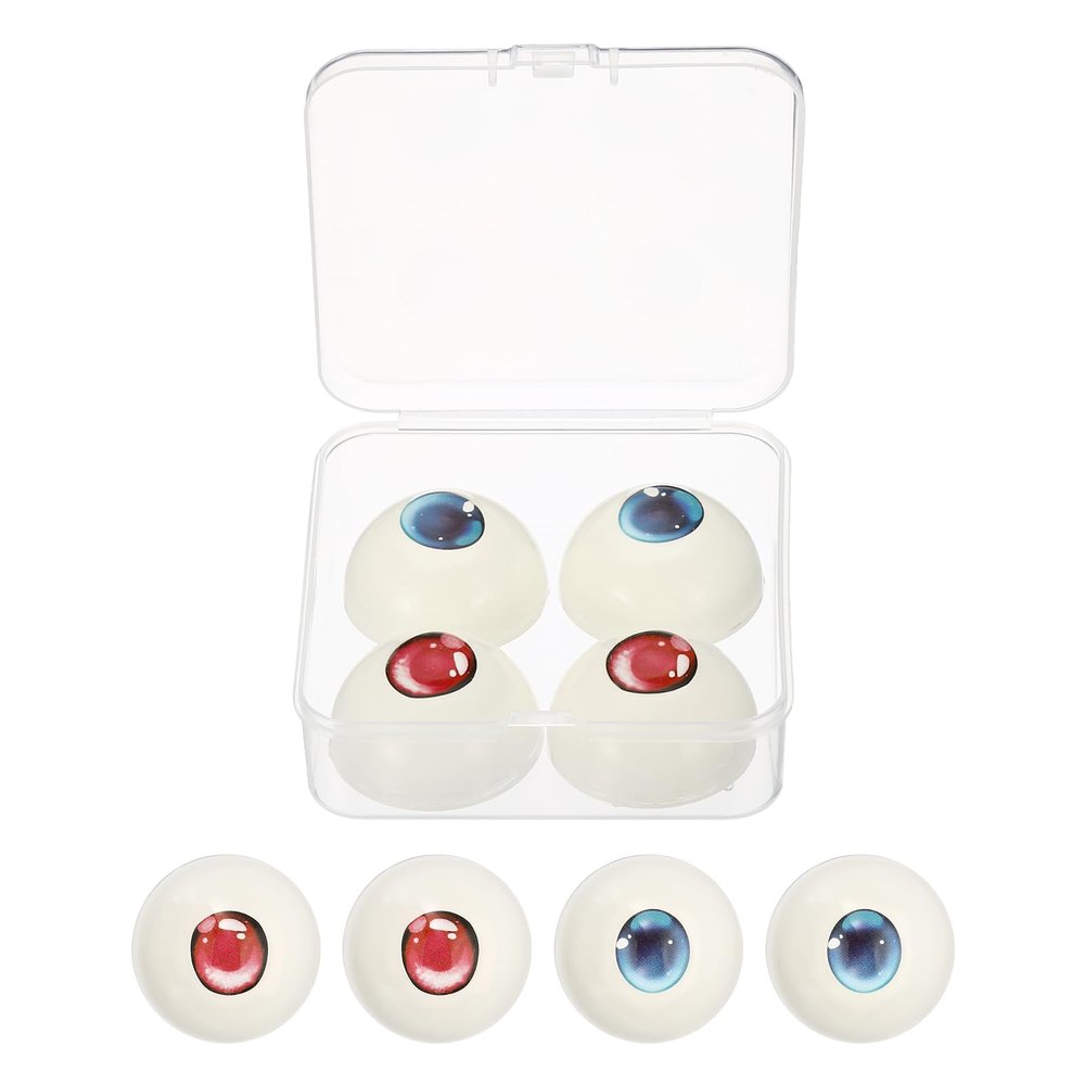 PATIKIL 32 mm Realistic Eyes Big Eyeballs, 2 Pair Acrylic Scary Half Round Fake Eyes Props for Halloween Party Horror Mask DIY Craft Decoration, Pink Blue