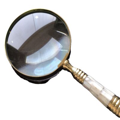 NineTribe Basics Brass Magnifying Glass with Pearl Handle, Gold