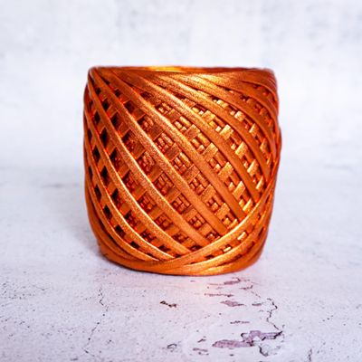 Knitznpurlz Metallic T-shirt yarn for crocheting baskets, bags, rugs and home decor. (Copper)