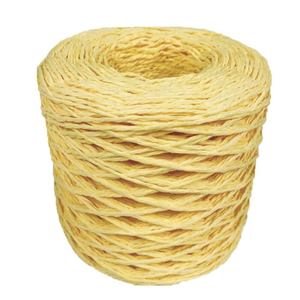 200M Natural Cotton Raffia Yarn Beach Bag Yarn DIY Craft Gift Box Packing Twine Raffia Ribbon Knitting Materials(yellow)