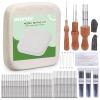 OEHPICC 128 Pcs Needle Felting Tool Kit, 66 Inch Wool Felting Pad, with 102 Pcs Felting Needles Kit, Felting Tools with 3 Size Wooden Handle Holder for DIY Wool Felting Projects view 1