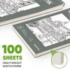 Soucolor 9" x 12" Sketch Book, 1-Pack 100 Sheets Spiral Bound Art Sketchbook, Acid Free (68lb/100gsm) Artist Drawing Book Paper Painting Sketching Pad, College Essentials view 3