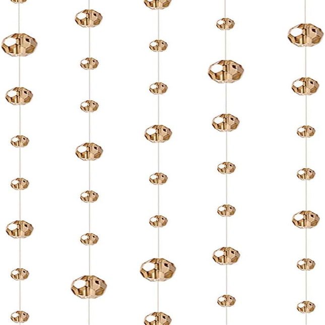 Glass Crystal Beads Curtain Window Door Curtain Passage Wedding Backdrop Door String Hanging Decoration (Chamgagne, 3.3Feet*5pcs)