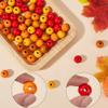 SOFPLATE 120Pcs Thanksgiving Wood Beads Fall Wooden Bead Bulk 16mm Autumn Harvest Red Yellow Orange Craft Round Spacer Loose Beads for Bracelet Beading Farmhouse Garland Home Party Decor Jewelry Craft view 3