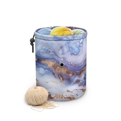 LJMKZJN Marble Print Small Crochet Bag Organizers, Drawstring Yarn Storage Knitting Bag, Yarn Holder for Crocheting On The Go, Store Skein Ball, Needles Accessories, Crochet Gifts