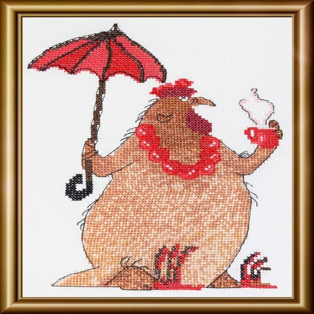 Aine - Coffee Break A1005, Cross Stitch Kits 6x8, Cross Stitch Kits for Beginners & Advanced, Crossstitching Kits Adult, Counted Cross Stitch Kits for Adults, Cross Stitch Kit, Embroidery Kit