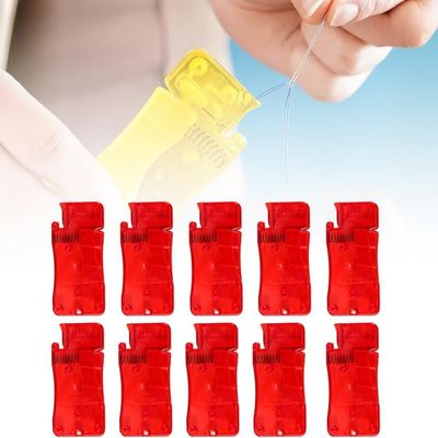 Auto Needle Threaders for Hand Sewing, 2024 Upgraded Easy to Use Self Threading Needles for Hand Sewing Guide DIY Apparel Plastic Threader for Hand Stitching, Sewing Machine (Red*10 PCs)