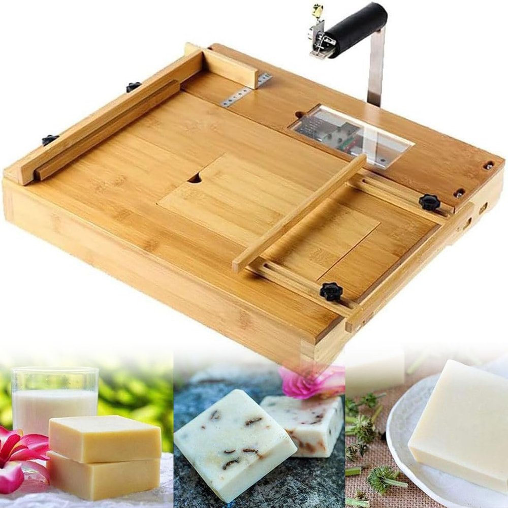 XQZMZSCP Wooden Wire Soap Cutter, Professional Soap Cutter with Hidden Storage Box, Maximum Cutting Length 37cm, for DIY Soap