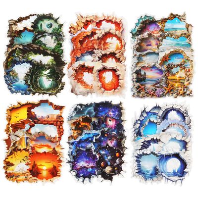 MiyouLuna 60Pcs Broken Wall Illusion Scrapbook Stickers, PET Fantasy Ephemera for Journaling, Craft Supplies and Junk Journal