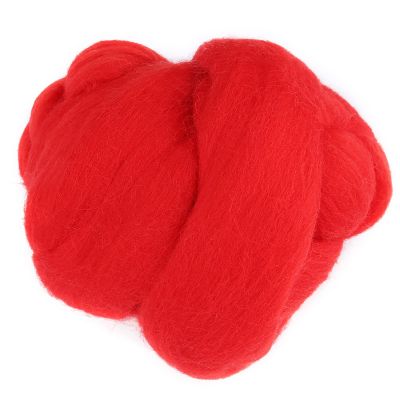 55g Needle Felting Wool, Roving Wool Yarn, Fibre Wool Yarn Roving for Wool Felting Yarn Supplies Material (45-red)