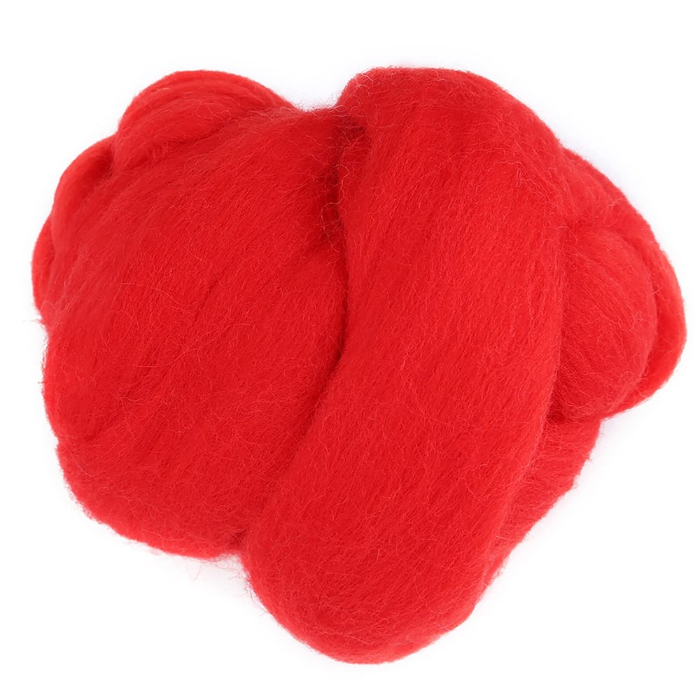 55g Needle Felting Wool, Roving Wool Yarn, Fibre Wool Yarn Roving for Wool Felting Yarn Supplies Material (45-red)