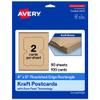 Avery Printable Rectangle Flourished Edge Postcards, Sure Feed Technology, 4" x 6", Kraft Brown Cardstock, Print-To-The-Edge, Laser/Inkjet Cards, 100 Total view 1