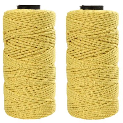 2 Pack/328 Yards/10.58oz Hollow Knitted Crochet Yarns Round Cotton Thread Fabric Yarn DIY Crochet Bag Basket Hat (Lemon Yellow)