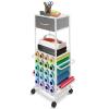 GENMOUS 3 Drawer Mobile File Fabric Cabinet, Craft Storage Cart, Rolling Printer Stand with Open Storage Shelf Heat Press Table, Vinyl Rolls Holder, Metal Hook for Room Home Office (Small Size) view 1