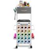GENMOUS 3 Drawer Mobile File Fabric Cabinet, Craft Storage Cart, Rolling Printer Stand with Open Storage Shelf Heat Press Table, Vinyl Rolls Holder, Metal Hook for Room Home Office (Small Size) view 2