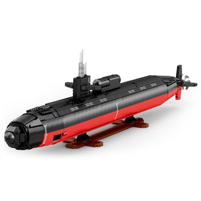 Aetheria Nuclear Submarine Building Set, 1:125 Large Los Angeles-Class Military Battleship with Display Stand, Designed by bru_bri_mocs, Collectors & Enthusiasts Construction for Adult-2988 Pieces