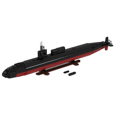 Aetheria Nuclear Submarine Building Set, 1:125 Large Los Angeles-Class Military Battleship with Display Stand, Designed by bru_bri_mocs, Collectors & Enthusiasts Construction for Adult-3062 Pieces