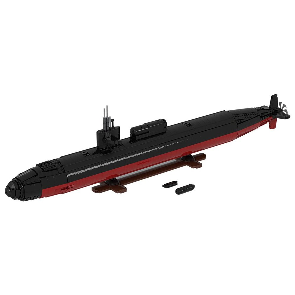 Aetheria Nuclear Submarine Building Set, 1:125 Large Los Angeles-Class Military Battleship with Display Stand, Designed by bru_bri_mocs, Collectors & Enthusiasts Construction for Adult-3062 Pieces