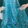 BENECREAT 1 Yard Snowflake Tulle Fabric, 63inch Blue Sheer Organza Fabric with Silver Foil Snowflake Print for Garment Accessorie, Veils Dress, Curtain Home Christmas Decorations view 3