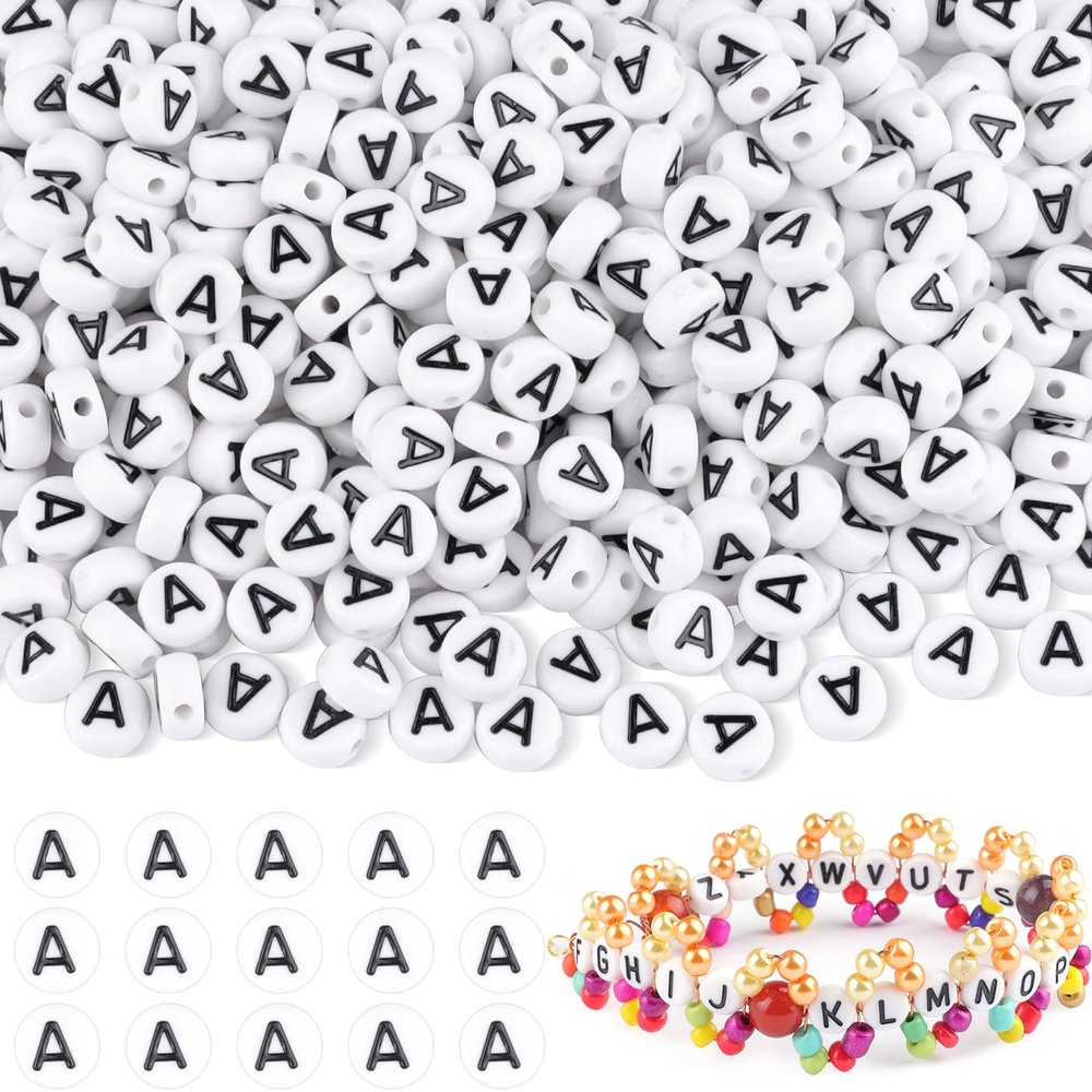 Yholin 500pcs Letter A Beads Bulk, Letter Beads, Alphabet Bead for Friendship Bracelets, Jewelry Making Supplies,DIY Making Kit
