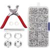 100/150 Set Metal Snap Buttons with Fastening Pliers Tool Kit, Metal Snap Buttons with 5 Claw Buckle Punch Pliers, Eyelet Snap Buttons Tool Kit Hollow & Solid Metal(100pcs) view 4