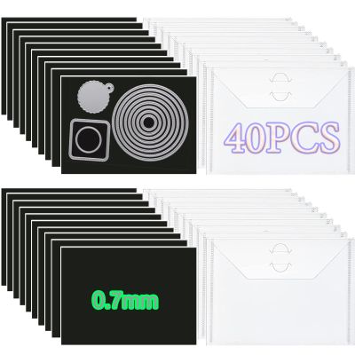 40PCS Dies & Stamps Storage Pockets and Magnet Sheets,0.7mm Thickness Magnetic Sheets for Dies Storage,7X5inch Craft Die Storage Envelopes,Magnetic Die Storage, Stamp and Die Storage Pockets