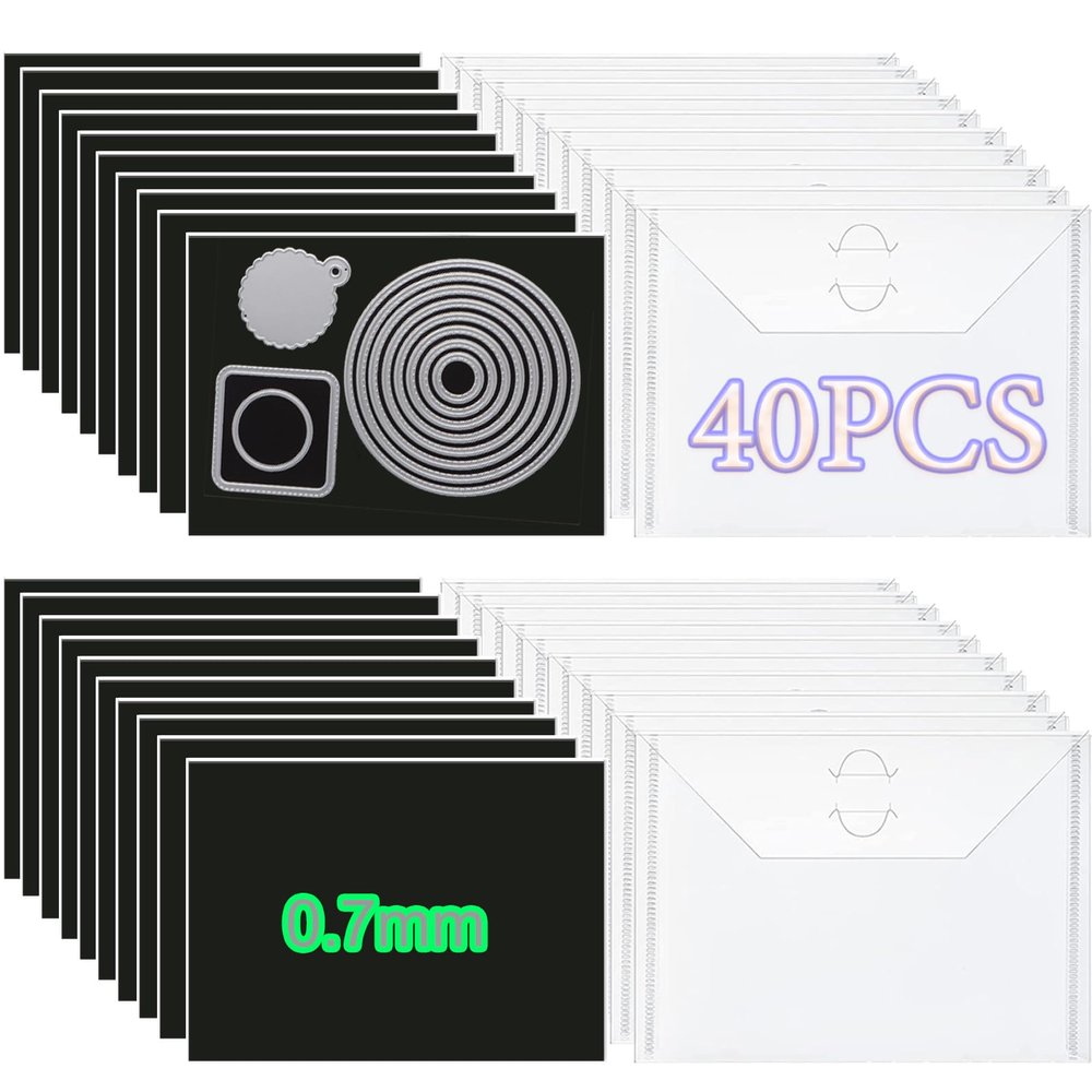 40PCS Dies & Stamps Storage Pockets and Magnet Sheets,0.7mm Thickness Magnetic Sheets for Dies Storage,7X5inch Craft Die Storage Envelopes,Magnetic Die Storage, Stamp and Die Storage Pockets