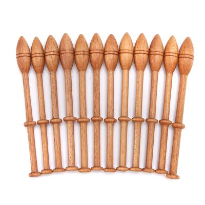 12Pcs Lace Bobbin Wooden, Craft Knitting Needle Weaving Tool, Antique Vintage French Craft Turned Wood Weaving Tools, Lace Making Supplies for Beginner