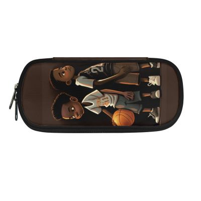 Xnshcedy African Boys Pens Pouch Bastkeball Brother Pencil Case Multi-Function Stationery Organizer with Pen Slot Pencil Pouch Black Afro Boys School Supplies for Kids with Zipper Pencil Box,Dacron