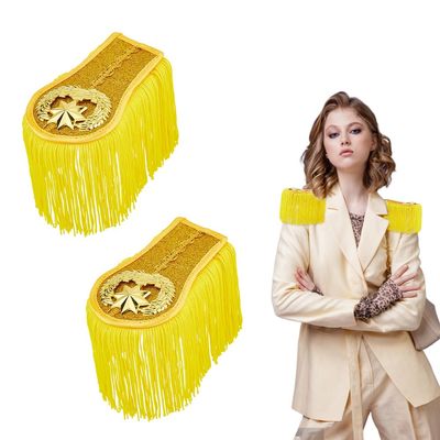 SUPERFINDINGS 2Pcs Gold Fringe Epaulettes Honor Guard Fringe Epaulet Orchestra Uniforms Shoulder Epaulettes Tassel Shoulder Epaulette Shoulders Board Badge Brooch Pins for Halloween Cosplay Carnival