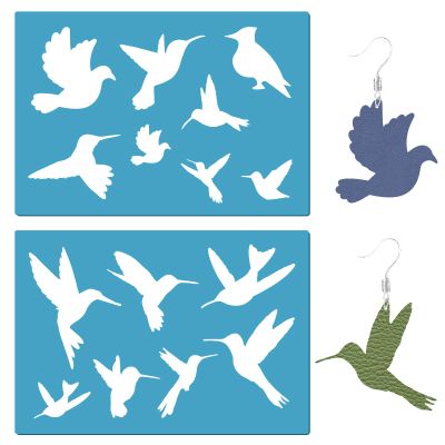 GORGECRAFT 2 Styles Hummingbird Acrylic Stencil Reusable Plastic Flying Bird Earrings Making Templates Silhouette Sign Stencils for Jewelry Making Painting Scrapbooking DIY Crafts 13x9cm
