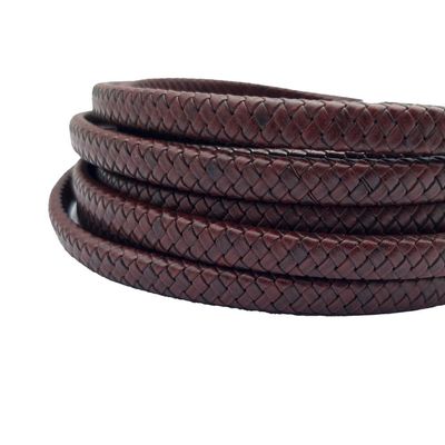 12x6mm Flat Braided Leather Cord 12mmx6mm Leather Strap for Jewelry Making in Bracelet or Decor (Antique Maroon)