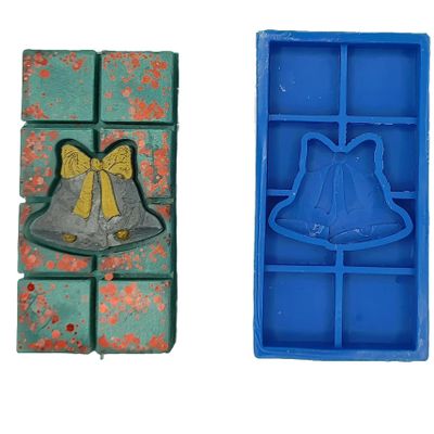 Christmas Bells Wax Melt Snap Bar Silicone Mold - 0.6" deep -