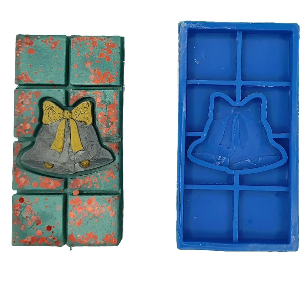 Christmas Bells Wax Melt Snap Bar Silicone Mold - 0.6" deep -