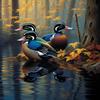 Wood Ducks 5D Diamond Art Painting for Adults Full Drill Round Diamond Paint by Number Kits for Beginners Gems Cross Stitch for Wall Decor 11.8x15.8inch(3) view 1