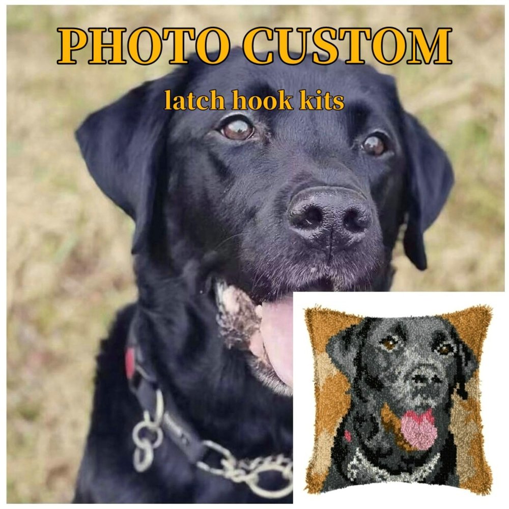 LAPATAIN Personalized Photo Custom Latch Hook Kits for Adults,Private Custom Picture DIY Throw Pillow Cover Carpet,Beginners Handmade Needlework Crafts Home Decoration 17x17inch or 20.5x15inch