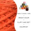 3 Pack Plush Chenille Chunky 100g (49.2yd) - Fluffy Velvet Yarn for Crochet, Knitting and Amigurumi - Baby Yarn in Orange view 2