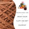 3 Pack Fluffy Chenille Chunky Yarn for Crocheting 100g(65.6yd) - Baby Yarn for Crocheting Soft - Velvet Yarns for Crochet Blanket - Amigurumi Crochet Yarns (Light Tan) view 2