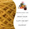 3 Pack Fluffy Chenille Chunky Yarn for Crocheting 100g(65.6yd) - Baby Yarn for Crocheting Soft - Velvet Yarns for Crochet Blanket - Amigurumi Crochet Yarns (Turmeric) view 2
