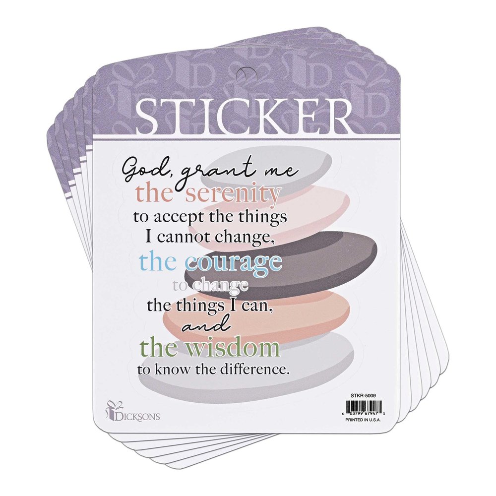 Dicksons Adhesive Sticker Decal for Journaling, Scrapbooking, and Accessory Personalization 5.25 x 6.5 Vinyl Serenity Prayer Rocks - Pack of 6