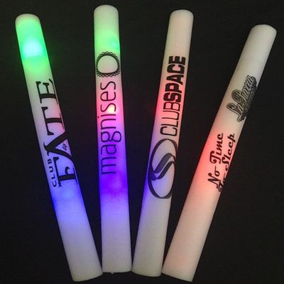 CUSTOM LOGO LED FOAM STICKS 18 INCH- LIGHT UP BATON WITH LOGO PACK OF 100