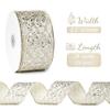 LIZLOVESS Light Champagne Christmas Ribbon 2.5" Glitter Mesh Wired Ribbon for Christmas Tree Platinum Gold Diamond Honeycomb Ribbon for Gift Wrapping, Crafts, Wreath, Garland, Topper Bows - 10 Yards view 2