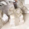 LIZLOVESS Light Champagne Christmas Ribbon 2.5" Glitter Mesh Wired Ribbon for Christmas Tree Platinum Gold Diamond Honeycomb Ribbon for Gift Wrapping, Crafts, Wreath, Garland, Topper Bows - 10 Yards view 3
